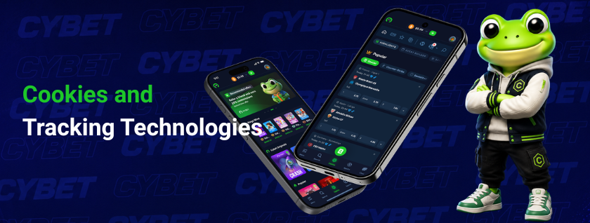 CYBET cookies and tracking technologies on mobile with frog mascot