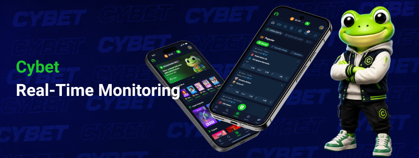 CYBET real-time monitoring on mobile with frog mascot